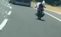 Gaziantep'te yoğun trafikte tehlikeli motosiklet yolculuğu