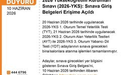 YKS giriş belgeleri erişime açıldı