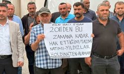 Yozgat'ta 4 aydır maaşlarını alamadıklarını ileri süren maden işçileri işvereni protesto etti