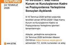 KPSS-2026/1 yerleştirme sonuçları açıklandı