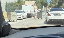 Çanakkale'de başıboş gezen çöp konteynerleri ile sürücünün imtahanı