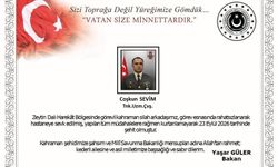 Bakan Güler'den görev esnasında rahatsızlanmasının ardından şehit olan Uzman Çavuş Coşkun Sevim için başsağlığı mesajı