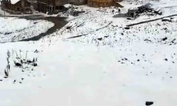 Rize'nin yaylalarına Eylül'de kış geldi, 3 bin 100 metre yükseklikte bulunan Tahpur Yaylası beyaza büründü