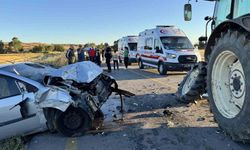 Edirne'de traktör otomobille çarpıştı: 1 yaralı