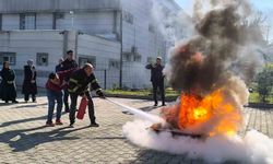 Vezirköprü'de personele yönelik yangın söndürme eğitimi ve tatbikatı