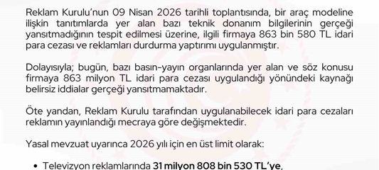 Ticaret Bakanlığı: 'Bir otomotiv firmasına 863 milyon lira ceza uygulandığı haberleri gerçeği yansıtmamaktadır'
