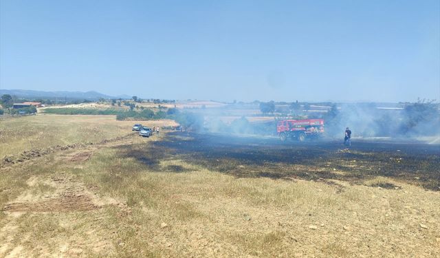 Çanakkale'de tarım arazisinde çıkan yangına müdahale ediliyor