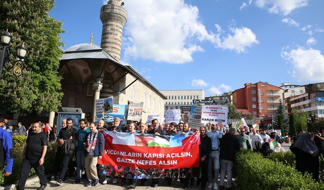Erzurum'da Gazze'ye destek yürüyüşü yapıldı