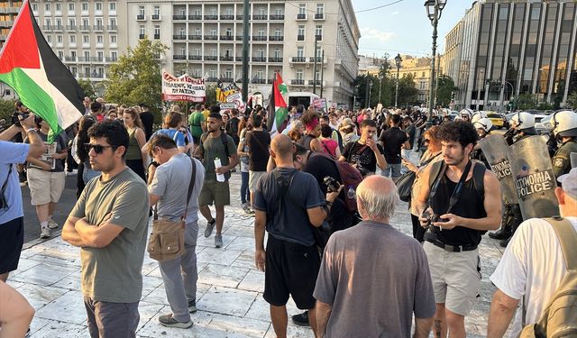 Yunanistan'ın başkenti Atina'da Filistin'e destek eylemi yapıldı