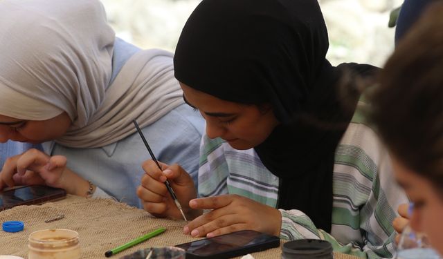 Erzurum'da Kültür Yolu Festivali'nin sanat atölyeleri Filistinli öğrencileri ağırladı