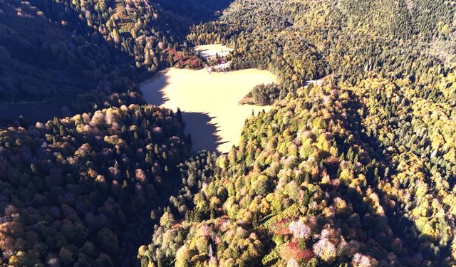 Artvin'deki Borçka Karagöl Tabiat Parkı sonbahar renklerine büründü