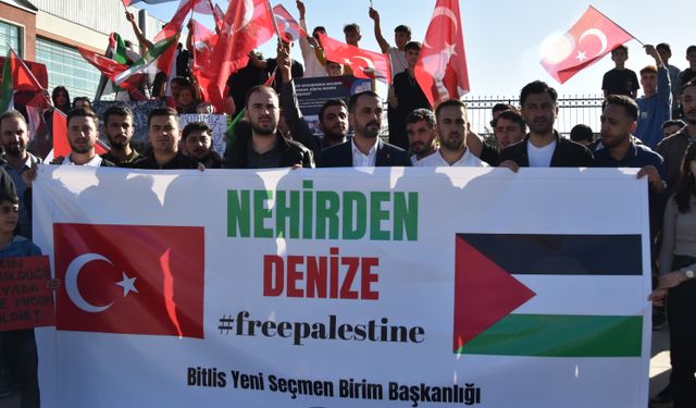 Bitlis'te, Filistin'e destek yürüyüşü düzenlendi