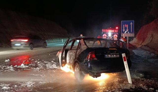 Burdur'da çıkan yangında otomobil kullanılamaz hale geldi