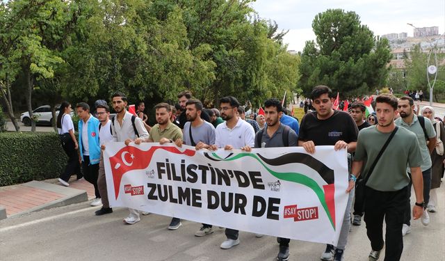 Kilis'te üniversite öğrencileri ve akademisyenlerden Filistin'e destek yürüyüşü