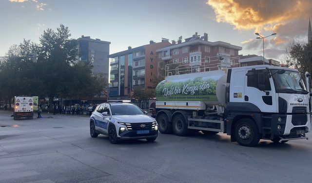 Konya'da sulama tankerinin çarptığı bisikletli hayatını kaybetti