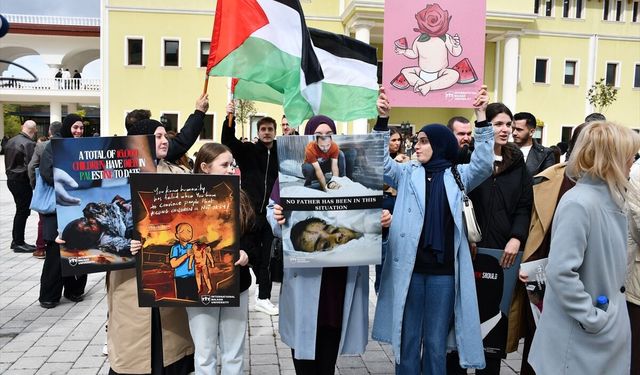 Üsküp'te Filistin halkına destek gösterisi düzenlendi