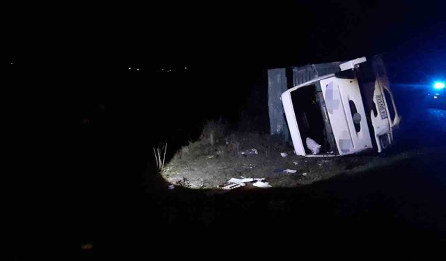 Mudurnu'da kamyon şarampole devrildi: 1 yaralı