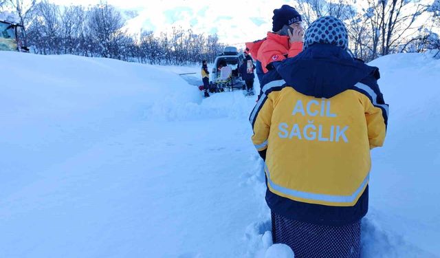 Tunceli'de ekipler karda 1 buçuk kilometre yürüyerek hastaya ulaştı