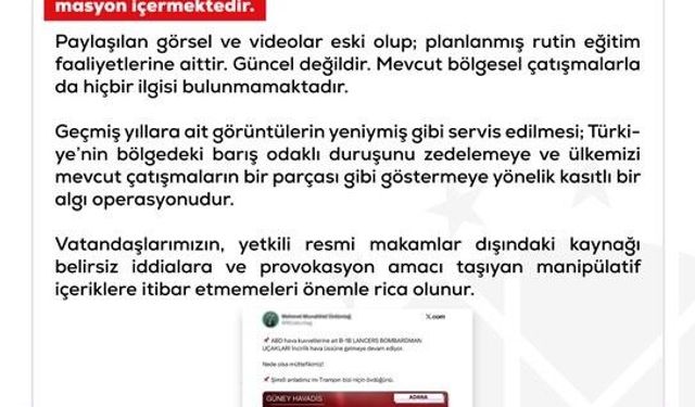 DMM'den ABD'ye ait bombardıman uçaklarının İncirlik Üssü'nü kullandığı iddialarına yalanlama