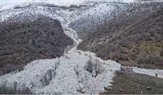 Şırnak'ta çığ düşme anı kameraya yansıdı