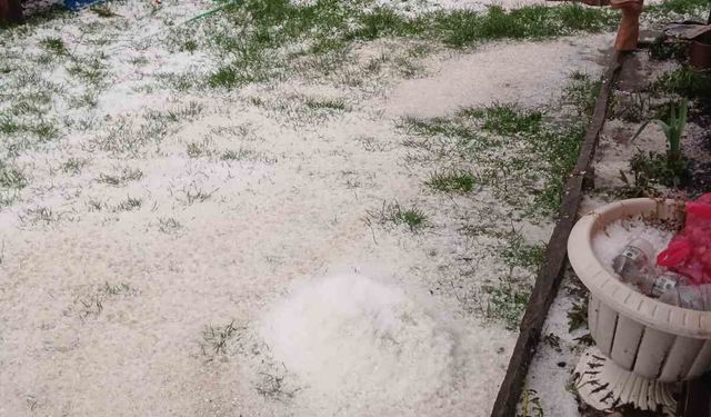 Düzce'nin yüksek kesimlerinde dolu etkili oldu