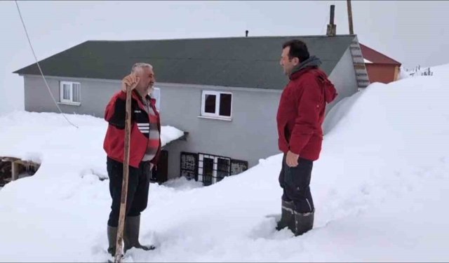 Torul'da kar altında ayı nöbeti