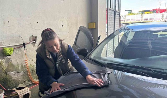 Babaeski'de oto yıkamaya 'kadın eli' değdi