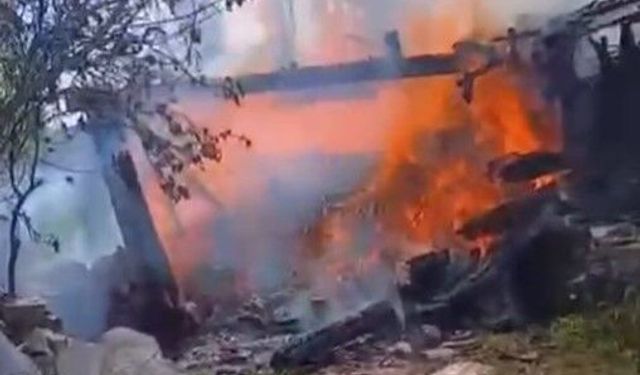 Kastamonu'da çıkan yangında samanlık küle döndü