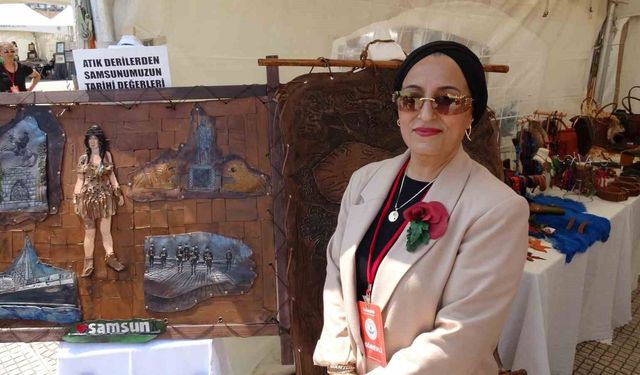 Atık deriler sanat eserine dönüştü, Samsun'u anlattı
