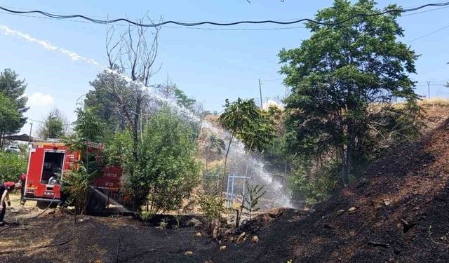 Siirt'te iş makinesinden çıkan kıvılcımı otluk alanı yaktı