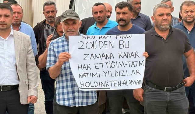 Yozgat'ta 4 aydır maaşlarını alamadıklarını ileri süren maden işçileri işvereni protesto etti