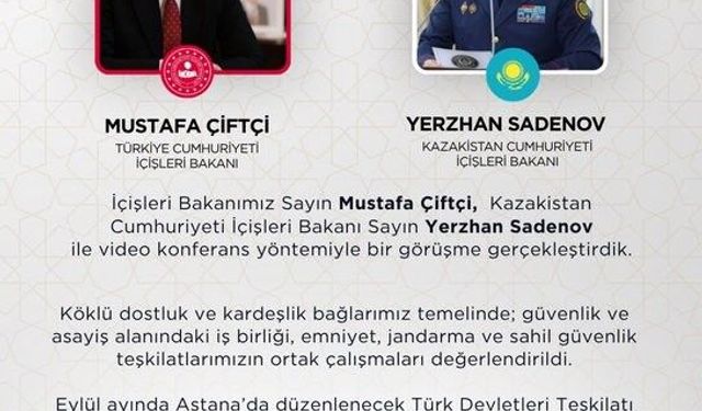 Bakan Çiftçi, Kazakistanlı mevkidaşı ile video konferansla görüştü