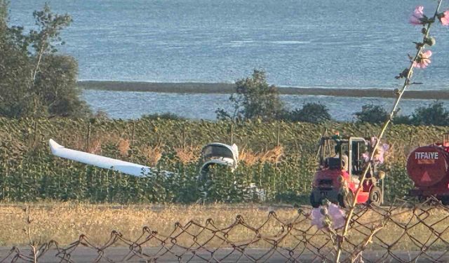 Özel uçuş okuluna ait eğitim uçağı pistten çıktı: Pilot öğrenci yaralandı