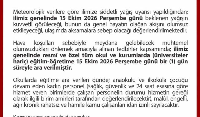 Düzce'de eğitime sağanak yağış engeli