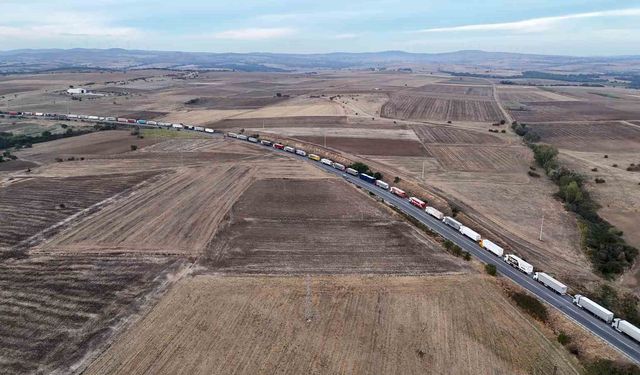 Hamzabeyli'de 37 kilometrelik tır kuyruğu: Şoförler isyan etti, 'Perişan durumdayız'