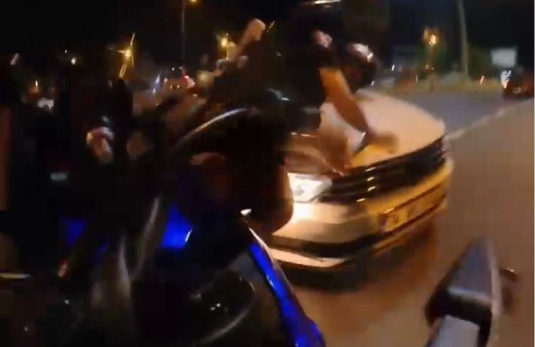 Tekirdağ'da kaza anı kask kamerasında