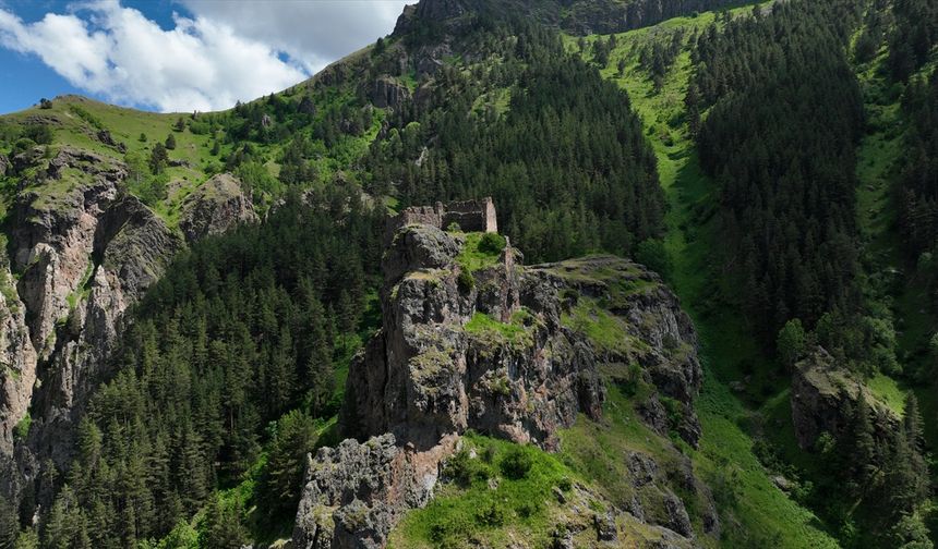 Erzurum'da sarp kayalık üzerindeki tescilli Hırçer Kalesi yüzyıllardır ayakta
