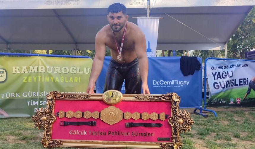 Ödemiş Gölcük Yaylası Yağlı Güreşleri'nde başpehlivanlığı Erkan Taş kazandı