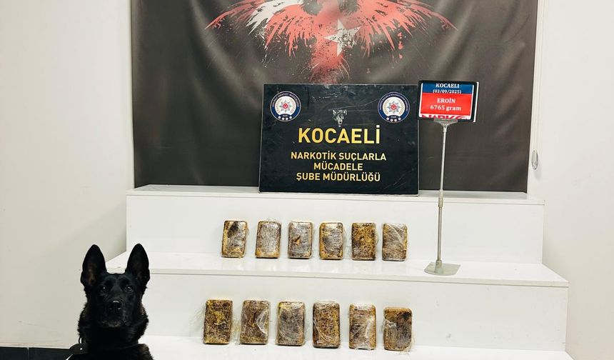 Kocaeli'de yolcu otobüsünün bagajında 6 kilo 765 gram eroin ele geçirildi