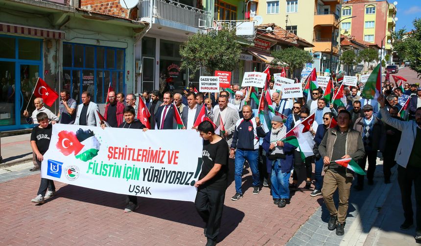 Uşak'ta Filistin'e destek yürüyüşü düzenlendi