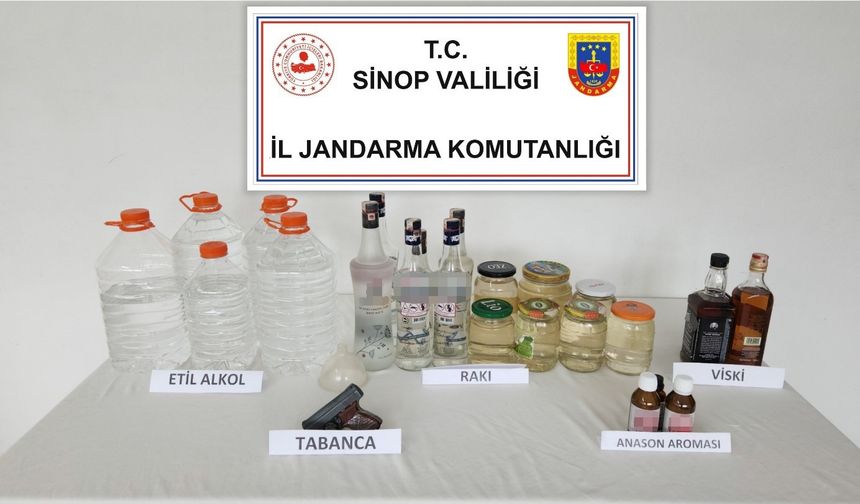 Sinop'ta sahte içki operasyonunda 3 kişi yakalandı