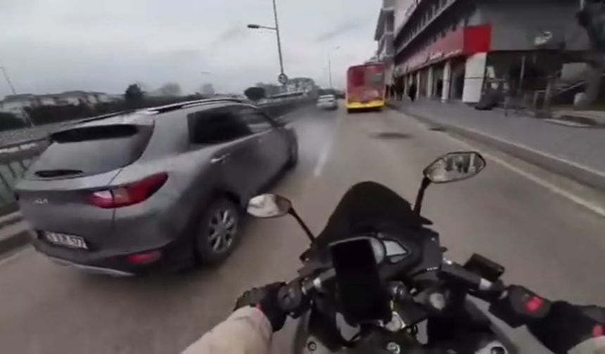 Bursa'da motosikletlinin ölümden döndüğü anlar
