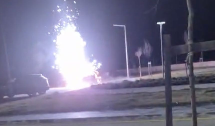 Devlet hastanesi bahçesinde otomobil yangını