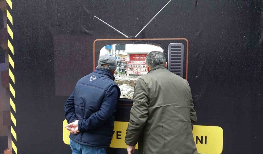 Şantiye meraklılarına özel tasarım: Ordu'da televizyon şeklinde izleme alanı