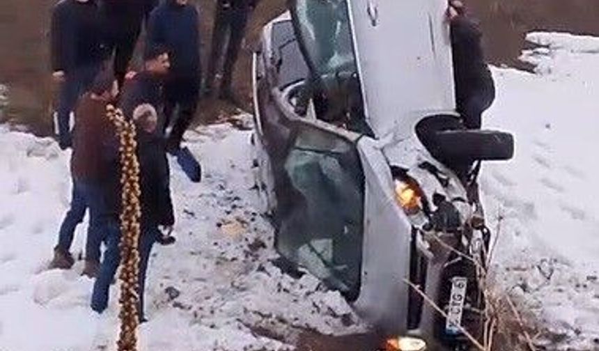 Şarampole uçan araçtaki sürücü burnu bile kanamadan kurtuldu