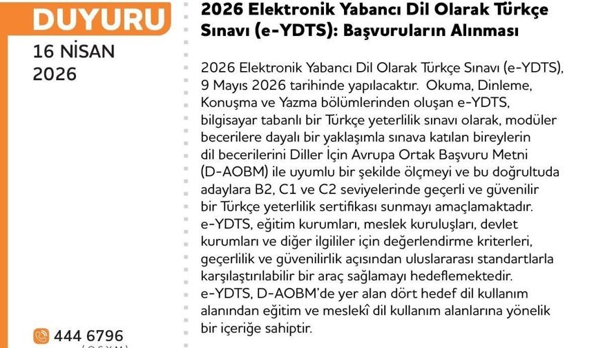 ÖSYM'den Türkiye'de bir ilk: e-YDTS başvuruları açıldı