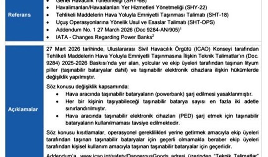 Uçuşlarda 'powerbank' kullanımına yeni düzenleme