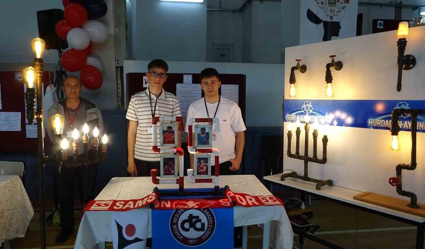 Meslek lisesi öğrencileri atık boruları sanata dönüştürdü