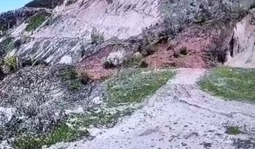 Tokat'ta heyelan güvenlik kamerasına yansıdı