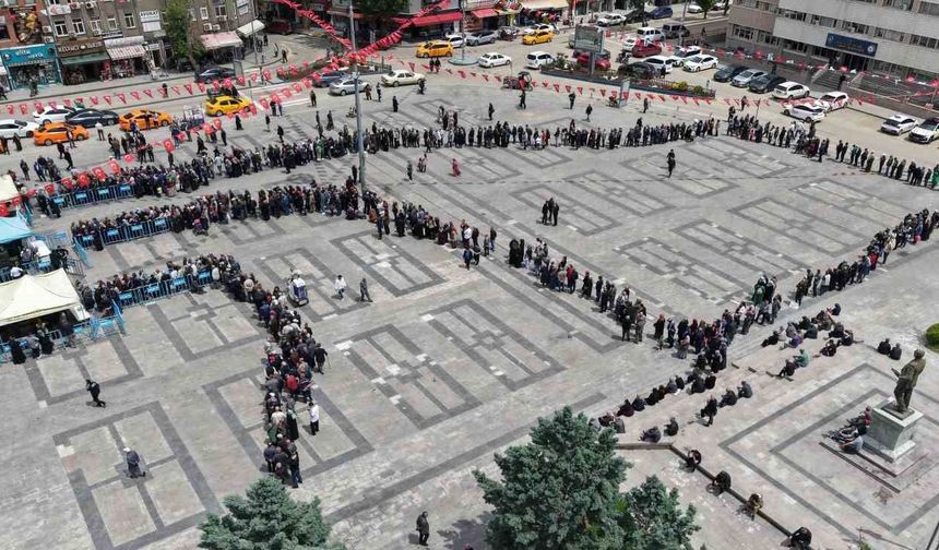 Ücretsiz olduğunu duyan koştu, saatler öncesinden sıraya girdiler: Fide kuyruğu havadan görüntülendi